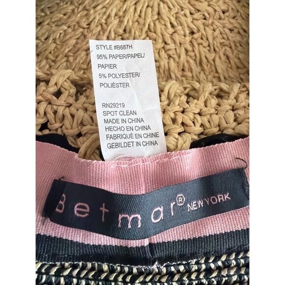 Betmar New York Womens Two-Tone Straw Sun Hat With Black Bow Accent - Picture 5 of 5